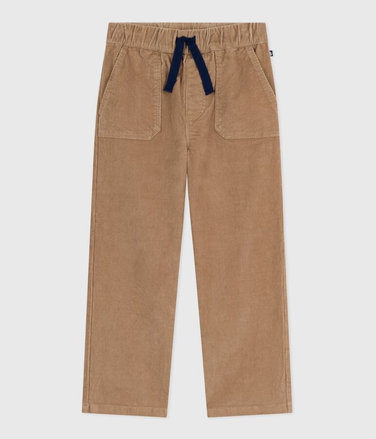 Pantaloni dritti in velluto tinta unita bambino beige