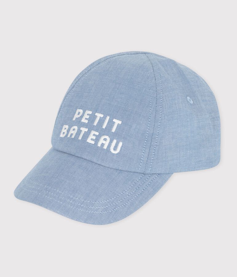 Berretto Petit Bateau in denim chiaro neonato blu BLEU CLAIR
