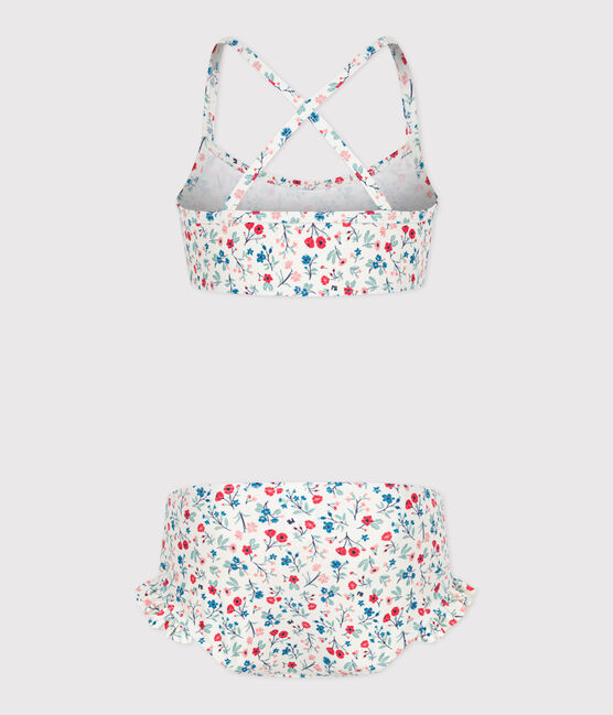 Costume da bagno 2 pezzi a fiori bambina bianco MARSHMALLOW/bianco MULTICO