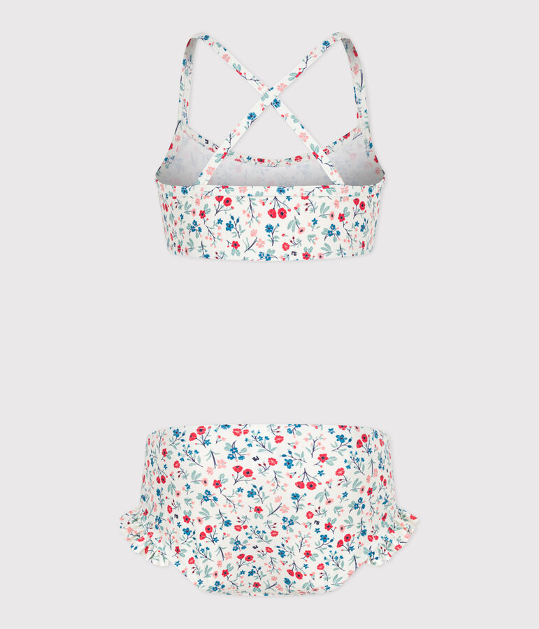 Costume da bagno 2 pezzi a fiori bambina bianco/multicolore