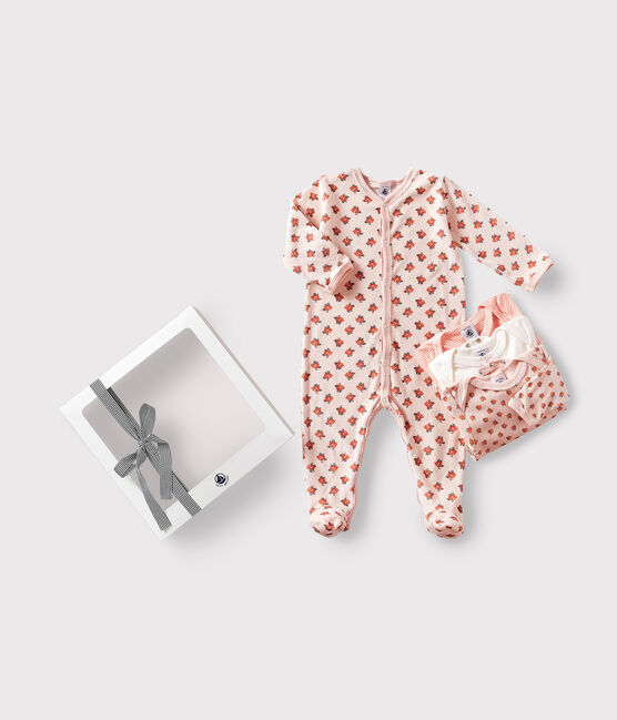Set di un pigiama bebè e tre body a fiori variante 1