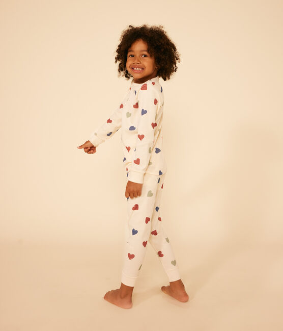 Pigiama bambino fantasia cuori in cotone bianco AVALANCHE/ MULTICO