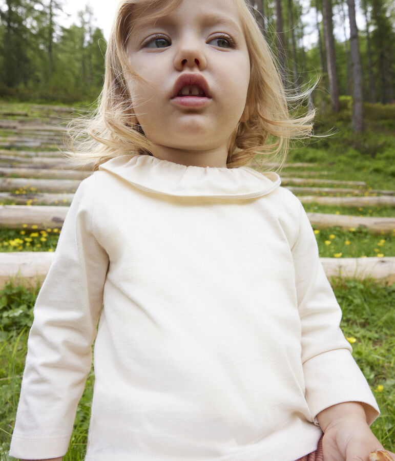 Blusa a manica lunga in jersey per beb&egrave; ecru