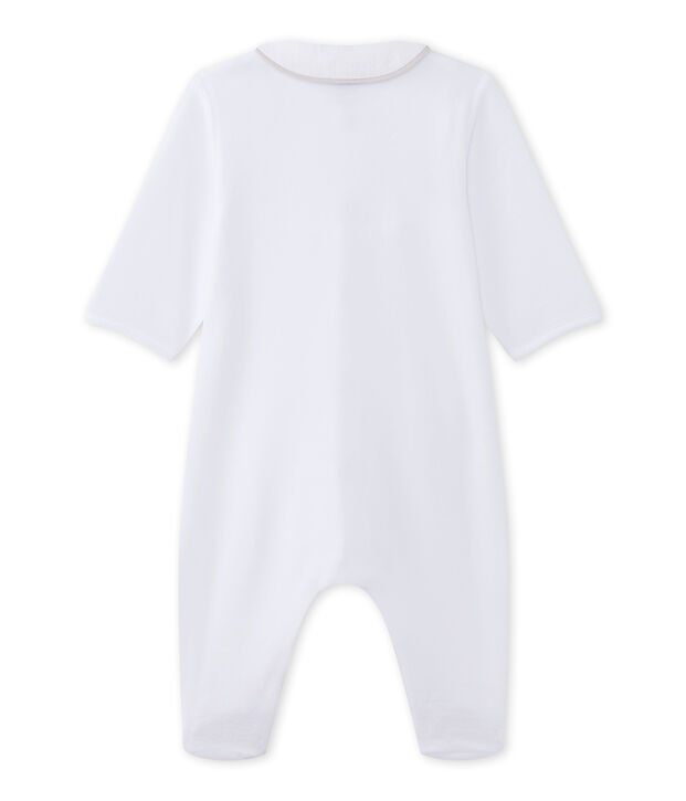 Tutina beb&eacute; unisex in cotone bianco