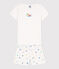 Pigiama corto bambina in cotone con animali marini bianco MARSHMALLOW/bianco MULTICO