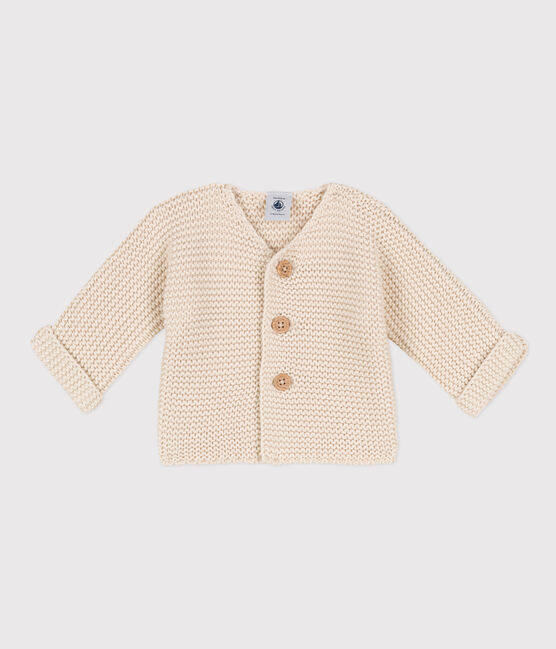 Cardigan bebè in tricot in cotone a punto legaccio ecru AVALANCHE