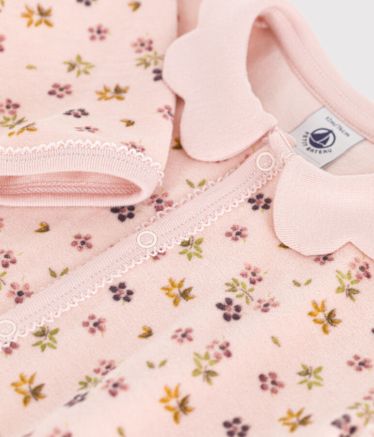 Pigiama in velluto con stampa a fiori neonato rosa/multicolore