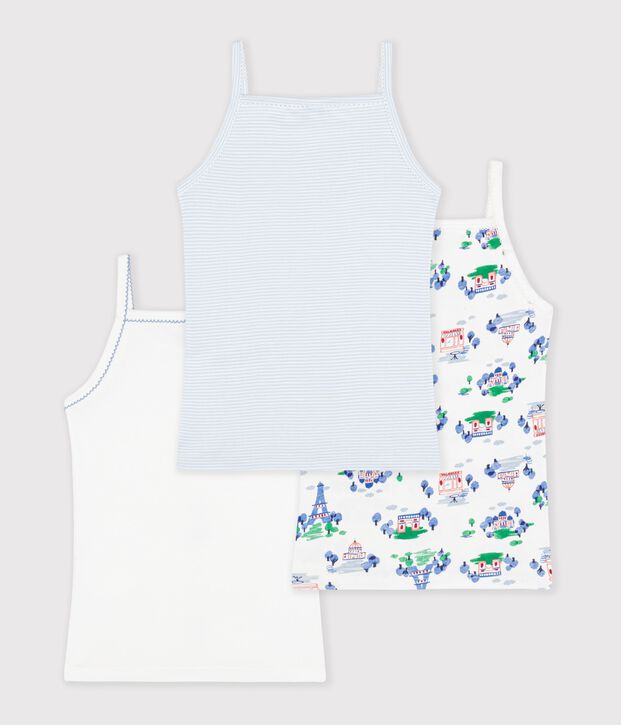 Set di canotte in cotone con stampa Parigi bambina multicolore
