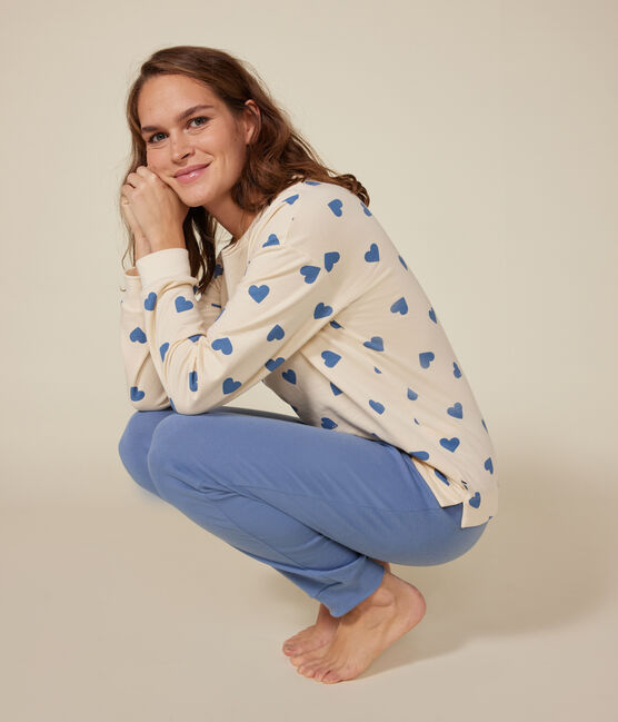 Pigiama bimateriale in cotone donna blu BEACH/ AVALANCHE