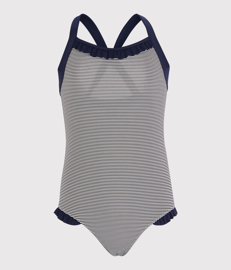 Costume da bagno bambina blu/bianco