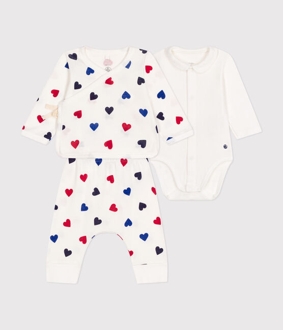 Set 3 pezzi in cotone neonato bianco MARSHMALLOW/bianco MULTICO