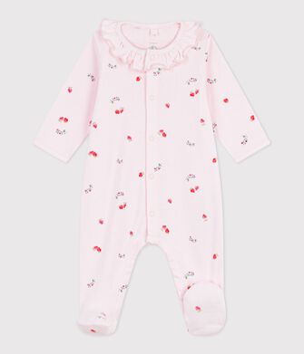 Pigiama in cotone con colletto a fiori neonato