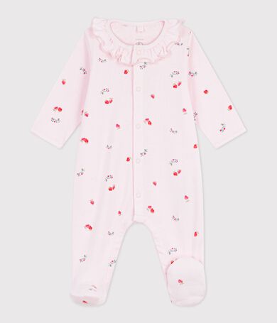 Pigiama in cotone con colletto a fiori neonato