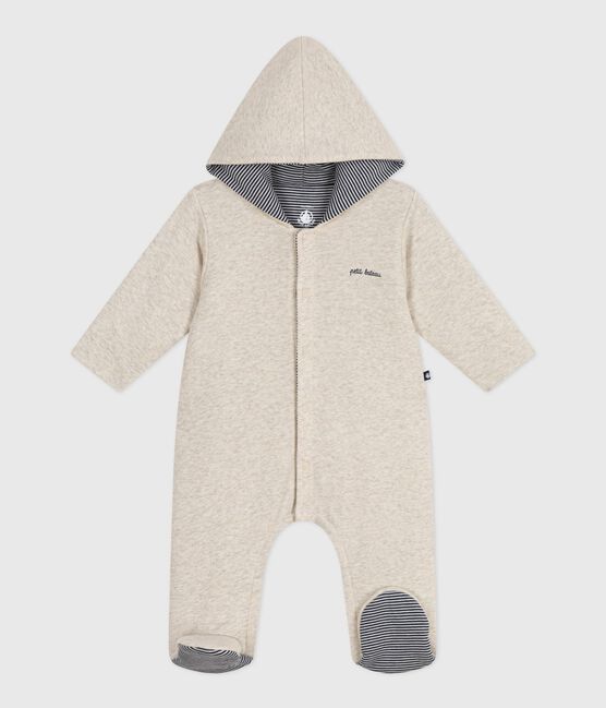 Tutina imbottita con cappuccio e piedini tinta unita neonato beige MONTELIMAR CHINE