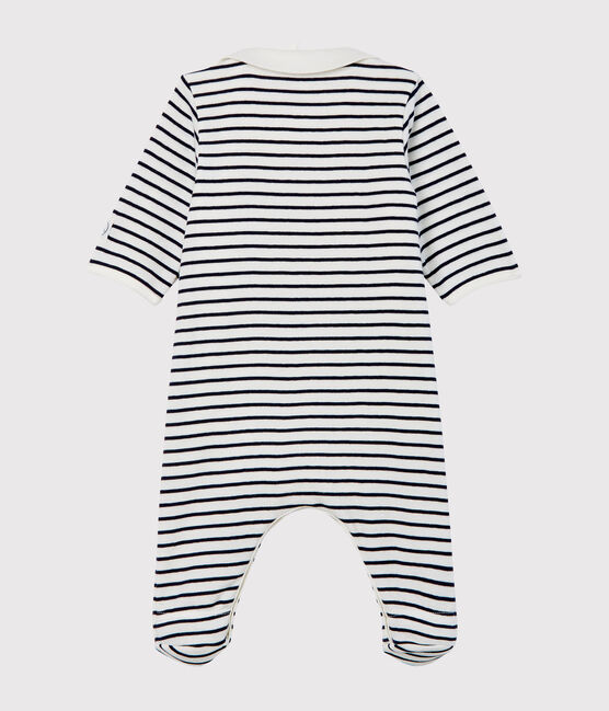 Bodyjama con zip bebè a costine bianco MARSHMALLOW/blu SMOKING