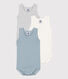 Confezione da 3 body smanicati millerighe bebè in cotone
