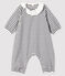 Tutina lunga a righe da neonata a costine bianco MARSHMALLOW/blu SMOKING