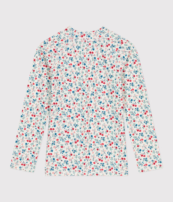 T-shirt da bagno anti-UV a maniche lunghe a fiori bambina bianco MARSHMALLOW/bianco MULTICO