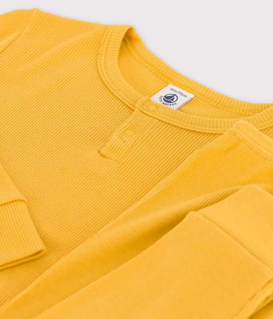 Pigiama a tinta unita bambina/bambino in cotone e Lyocell giallo OCRE
