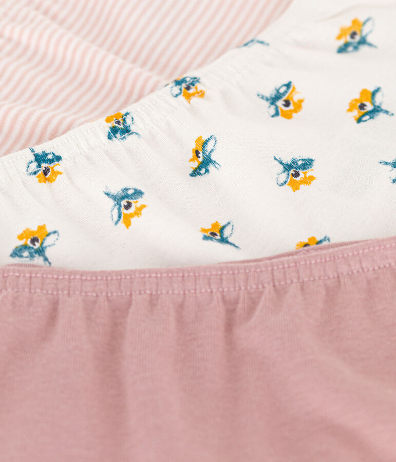 Confezione da 3 shorty bambina in cotone motivo fiore multicolore