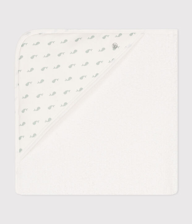 Telo bagno neonato bianco/verde
