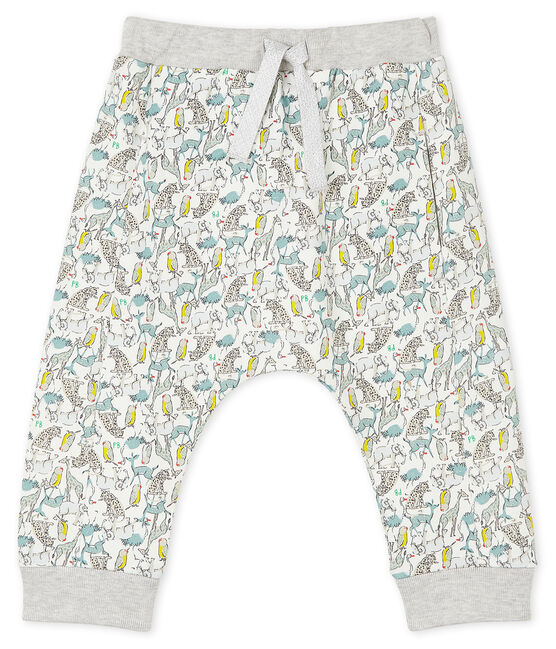 Pantalone bebè maschio in molleton leggero bianco MARSHMALLOW/bianco MULTICO