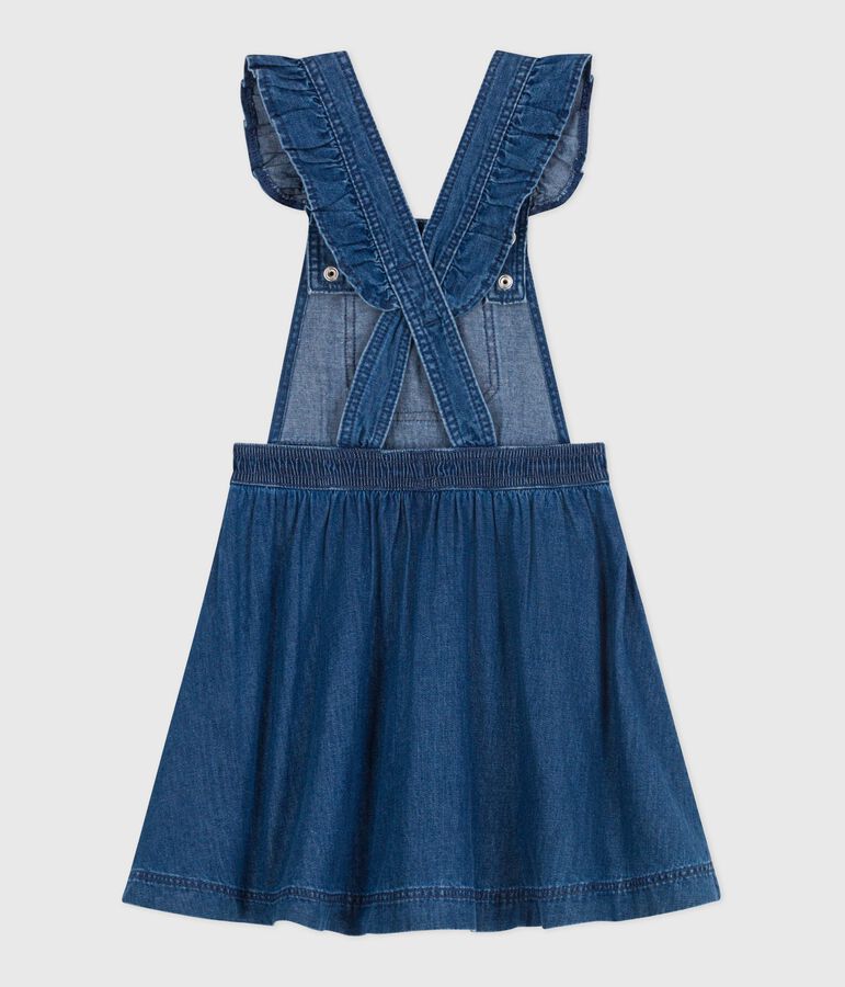 Abito salopette in denim bambina blu