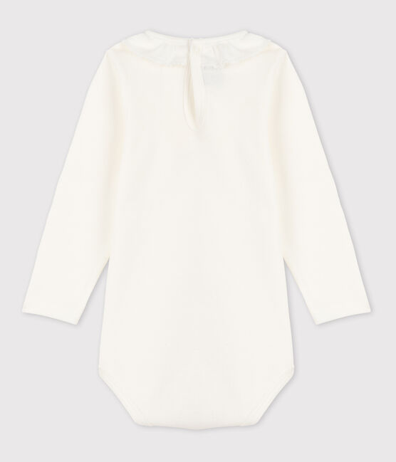 Body in cotone a manica lunga bebè con colletto bianco MARSHMALLOW