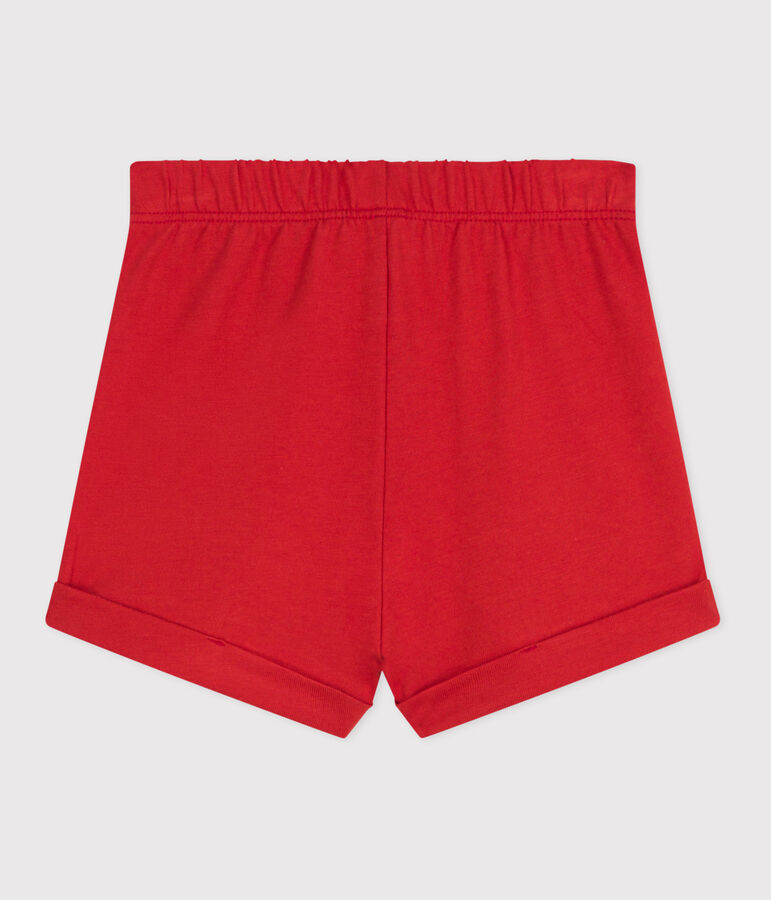 Shorts in cotone tinta unita neonato rosso
