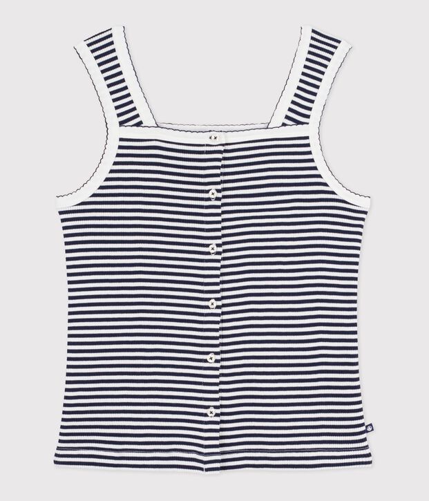 Canotta in cotone a righe donna blu/bianco