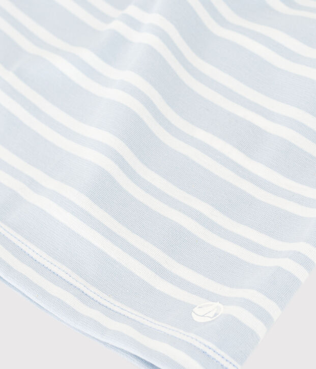 Abito a maniche corte in cotone a righe bambina blu/bianco