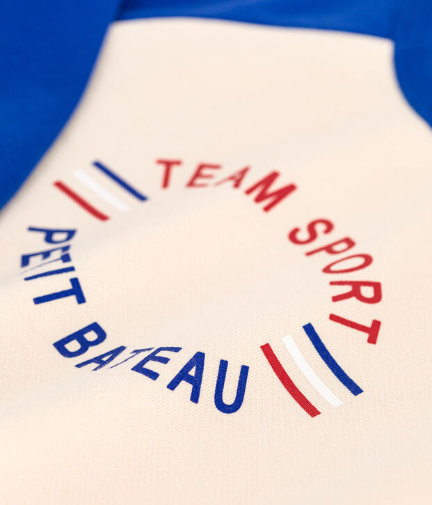 Maglia in tessuto felpato bambino ecru/blu