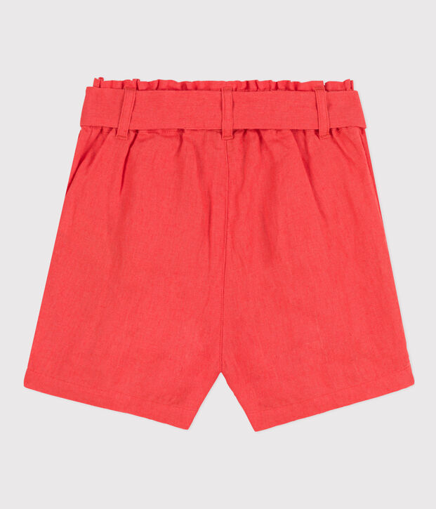 Short bambina in lino arancione