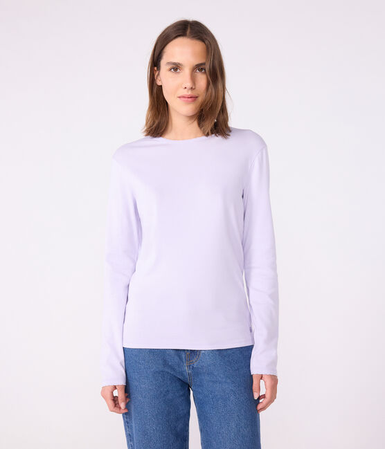 T-shirt L'Iconique a maniche lunghe in cotone con punto cocotte donna viola PARME