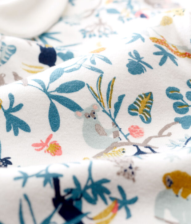 Tutina corta beb&egrave; bambina a costine bianco/multicolore