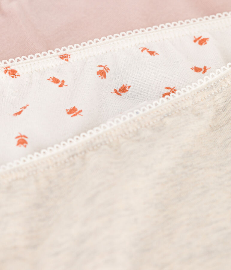 Confezione da 3 slip da ragazza in cotone ed elastam motivo fiore variante 1