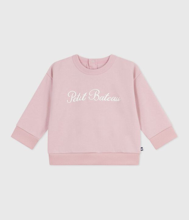 Felpa in cotone con ricamo Petit Bateau neonato rosa