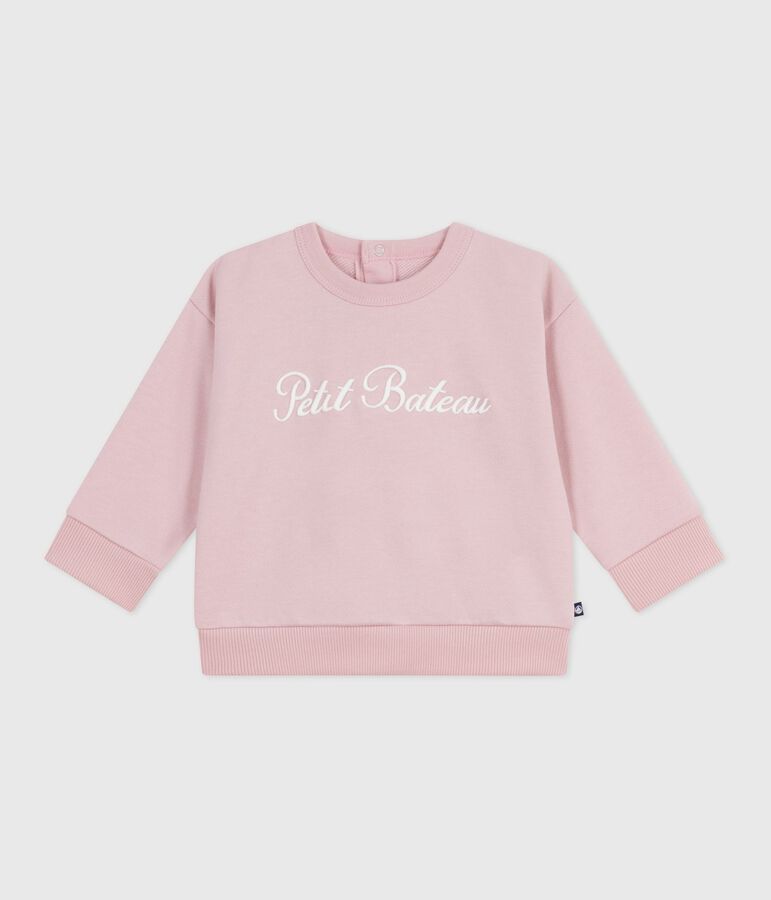 Felpa in cotone con ricamo Petit Bateau neonato rosa