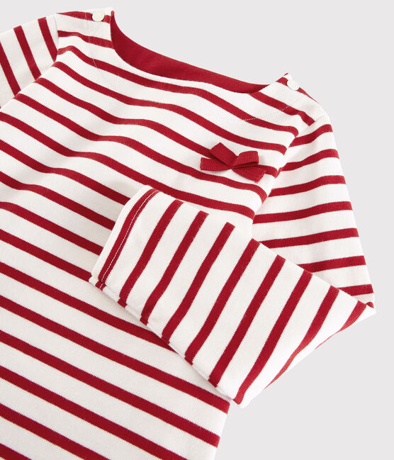 Marinière in jersey bambina bianco MARSHMALLOW/rosso TERKUIT