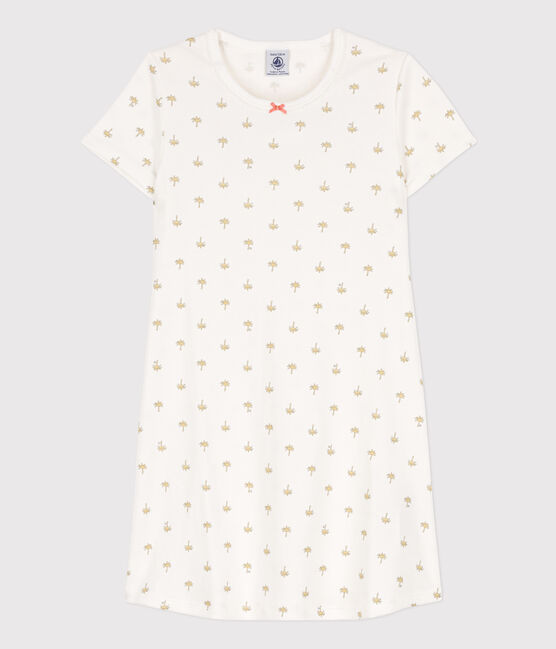 Camicia da notte bambina in cotone con palme bianco MARSHMALLOW/bianco MULTICO