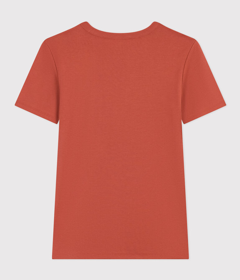 T-shirt L'ICONIQUE girocollo in cotone Donna marrone FAMEUX