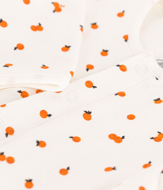 Bodyjama stampato in cotone bianco MARSHMALLOW/ ORANGE