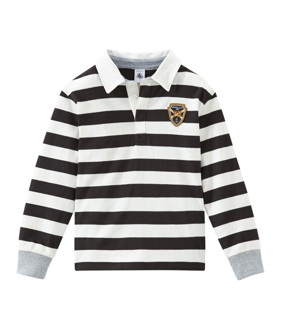 Polo rugby per bambino grigio CAPECOD/bianco MARSHMALLOW