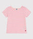 T-shirt a righe in jersey fiammato bambina
