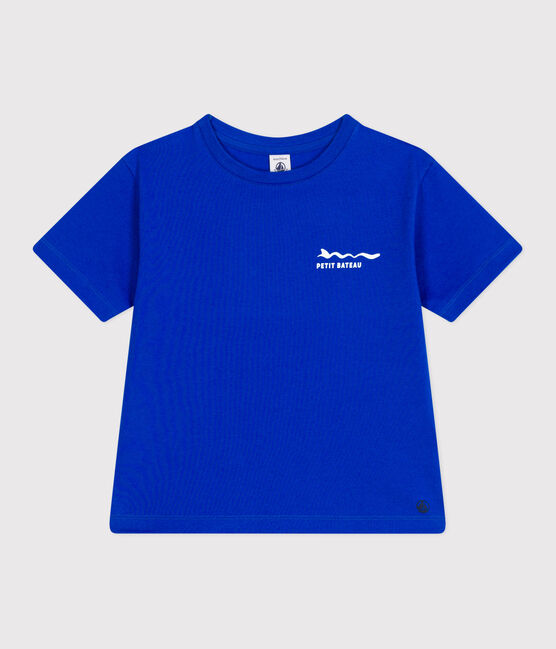 T-shirt a maniche corte in cotone con stampa bambino blu PERSE
