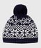 Cuffietta in lana jacquard neonato blu SOIR/ MARSHMALLOW