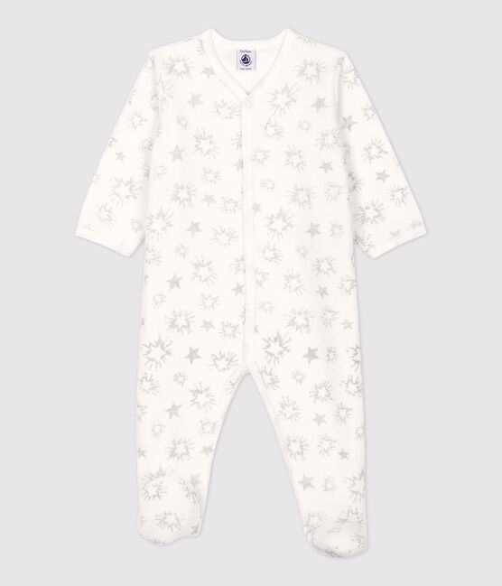 Tutina pigiama con stampa a stelle in ciniglia bianco MARSHMALLOW/grigio ARGENT