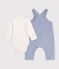 Set salopette e body con colletto in cotone tinta unita neonato POLAIRE