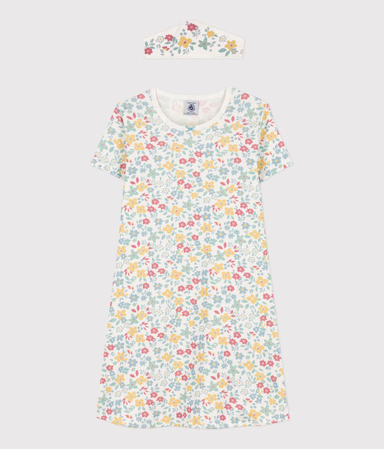 Camicia da notte bambina in cotone a fiori con corona bianco MARSHMALLOW/bianco MULTICO