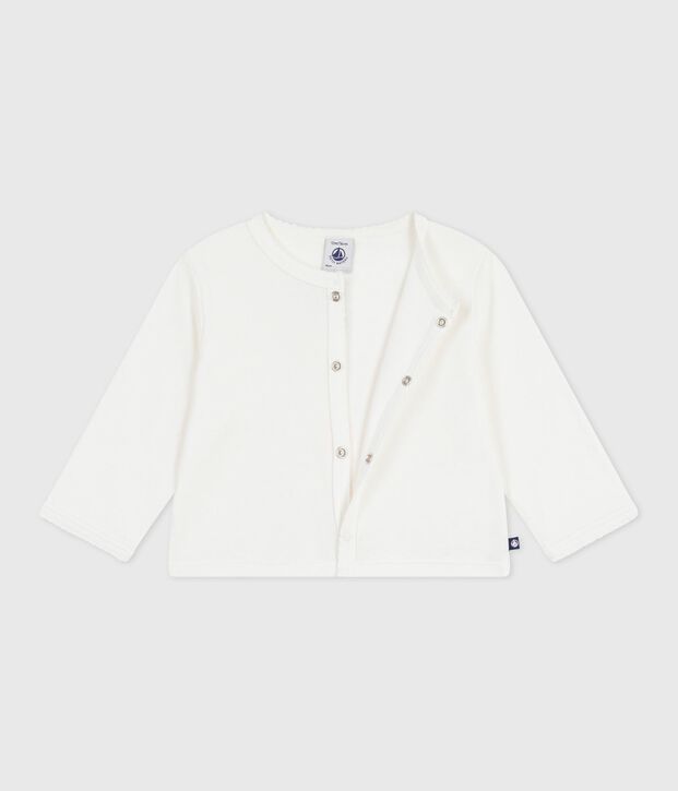 Cardigan in cotone tinta unita neonato bianco